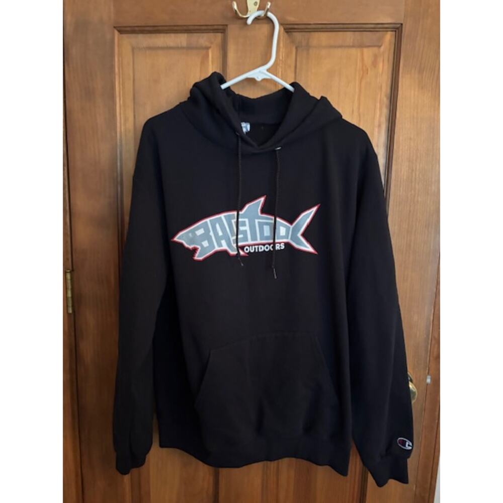 Barstool Outdoors Black Hooded Sweatshirt Size Large - 50% Cotton 50% Polyester
